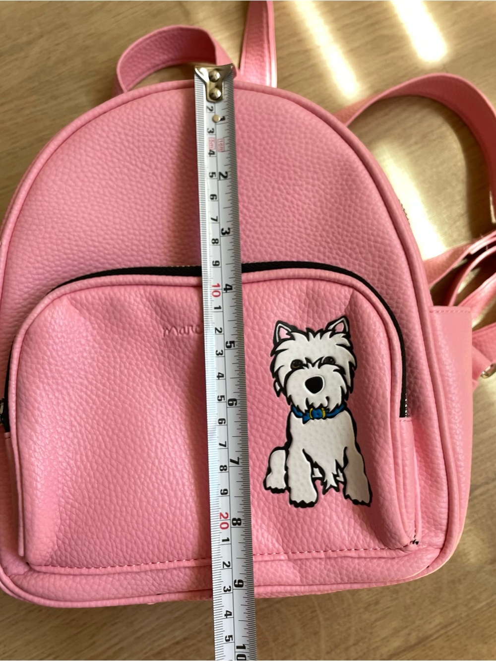 Marc Tetro Pink Mini Backpack Westie Dog Vegan Leather Small Backpack Purse - Picture 9 of 12